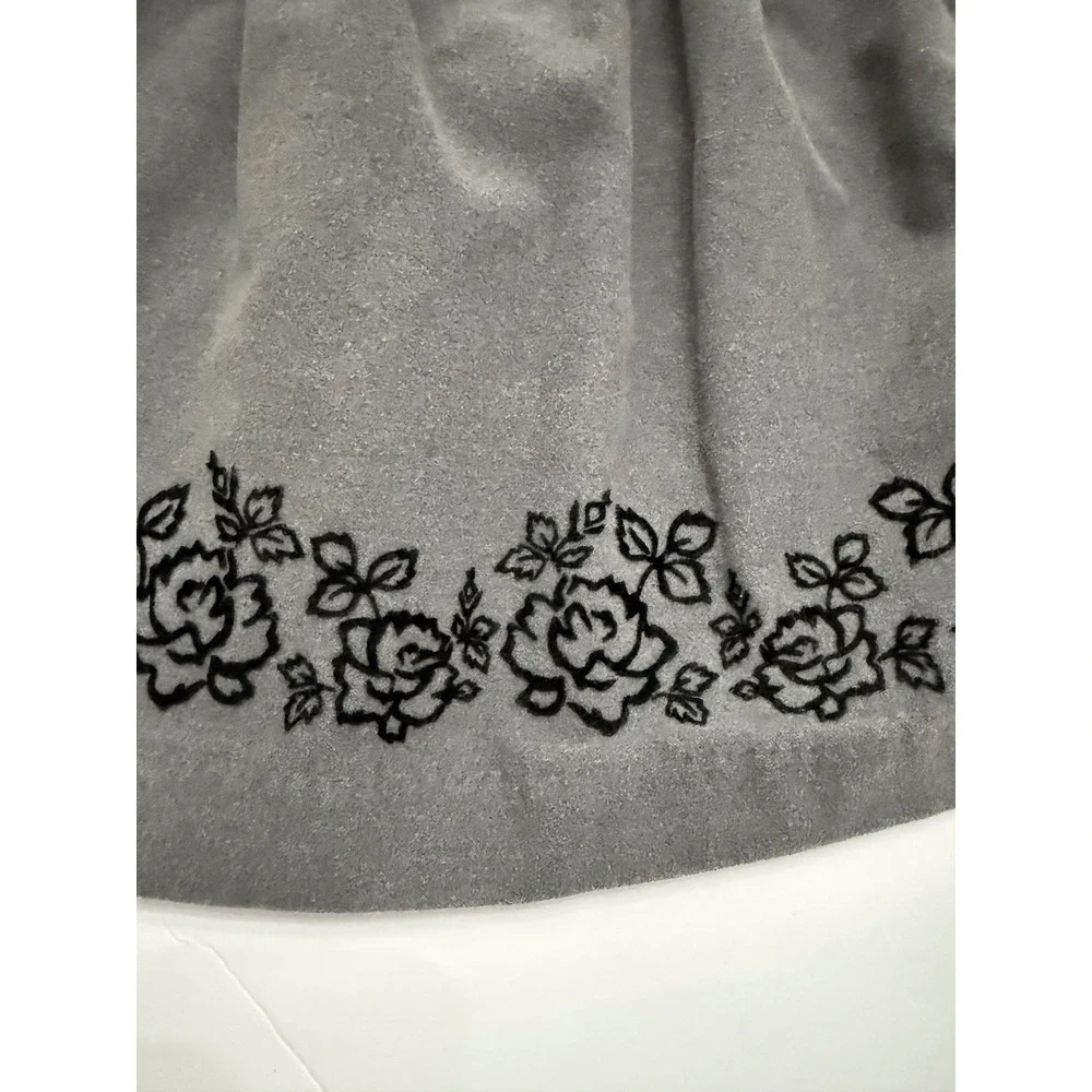 VTG Gymboree 2002 Victoian Charm Line Gray Dress Black Velvet Roses Size 4 yrs